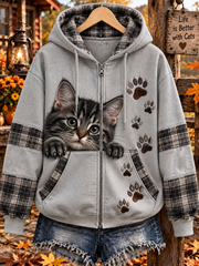Damen-Kapuzenjacke „Das Leben ist besser mit Katzen“