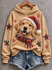 Hübsches Damen-Kapuzensweatshirt mit Golden-Retriever-Weihnachtsmotiv