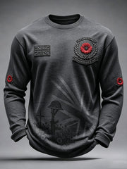 Herren-Waffel-Langarmshirt „Remembrance Day – Lest We Forget“