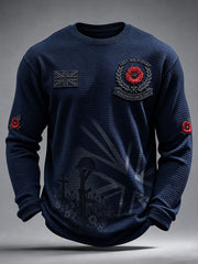Herren-Waffel-Langarmshirt „Remembrance Day – Lest We Forget“