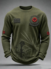 Herren-Waffel-Langarmshirt „Remembrance Day – Lest We Forget“